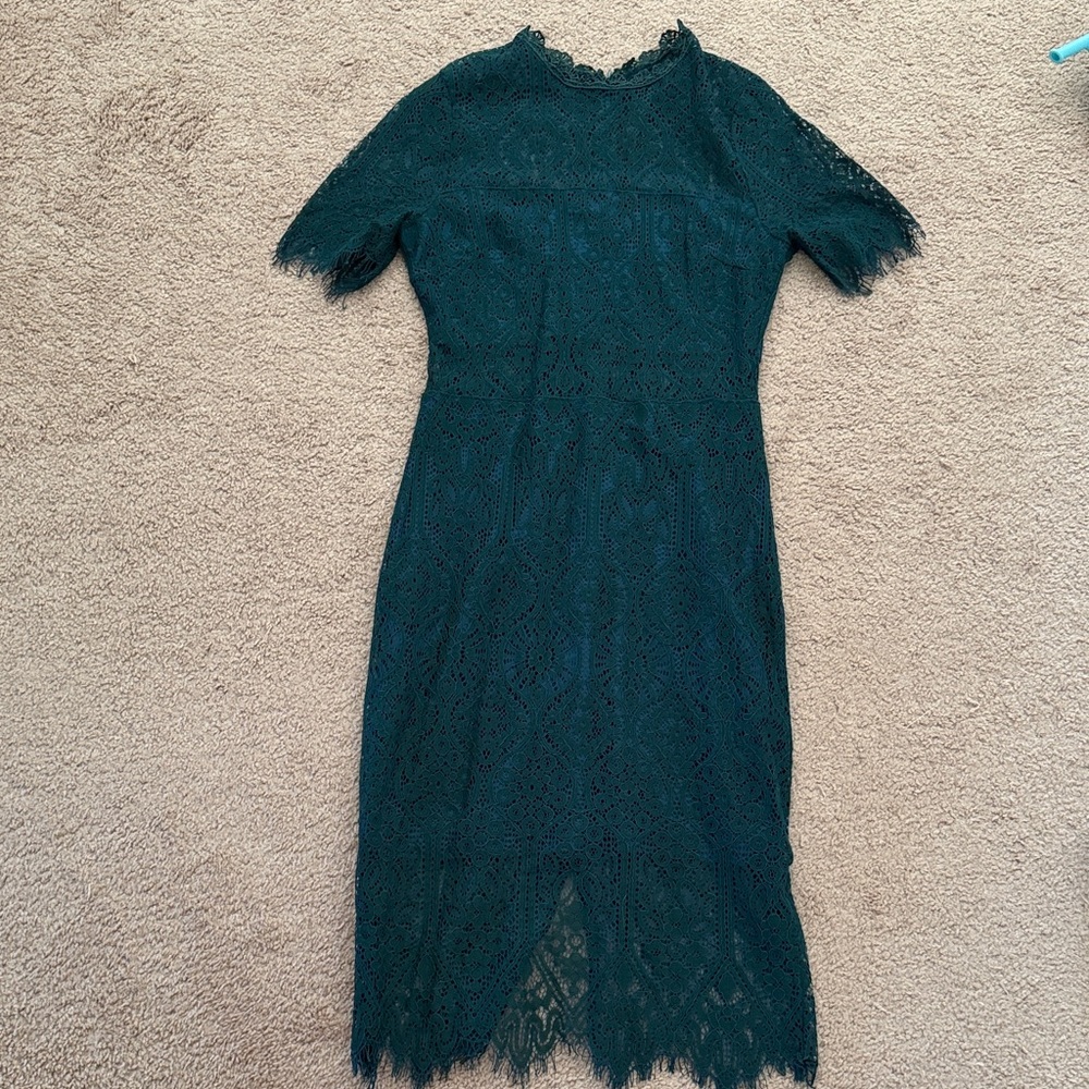 Lulu's Emerald Lace Midi Dress